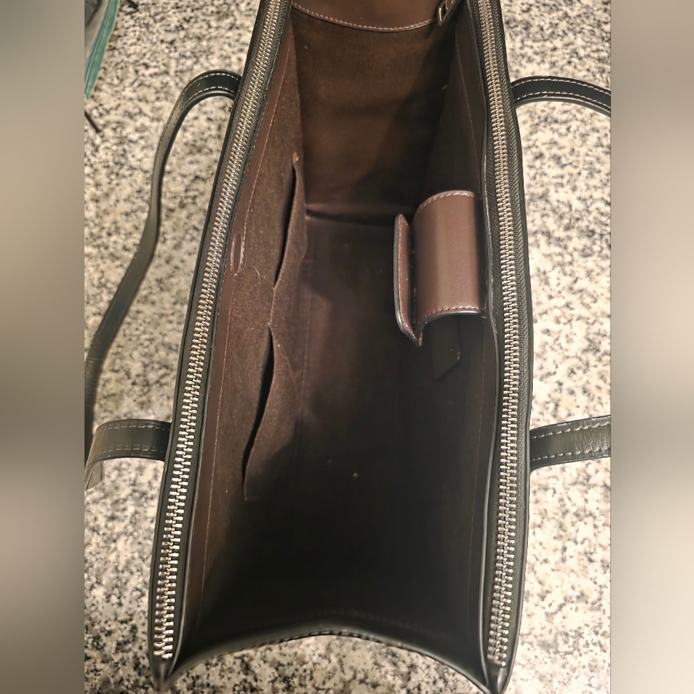 Coach Midnight Black Leather Nina Tote Aka Work Tote - Picture 6 of 6